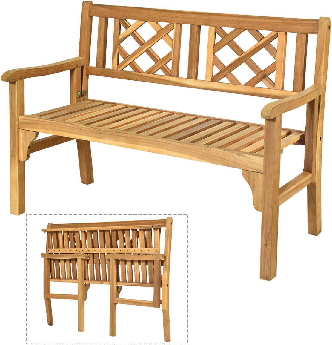 Giantex 4 Ft Foldable Outdoor Bench for Patio and Garden Use