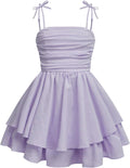 Girls Pink Flowy Cami Dress with Ruching and Layered Ruffle