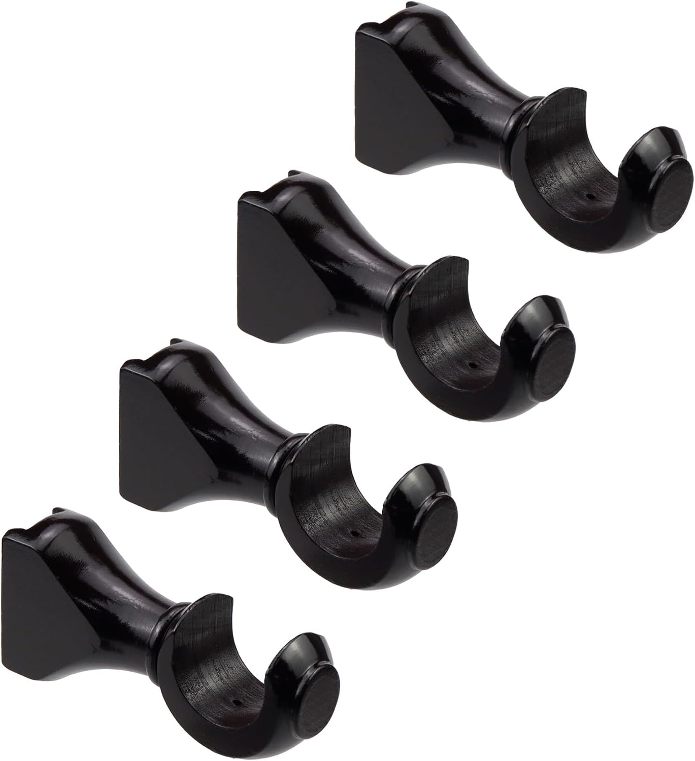 Strong 1-3/8in Wood Curtain Rod Brackets - Set of 4, Brown