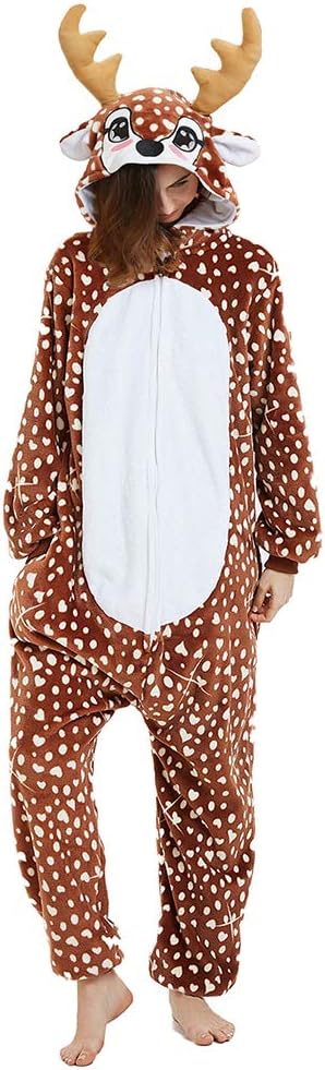 Reindeer Costume Onesie for Adults - Warm and Comfy Pajama