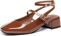 Coutgo Womens Mary Jane Chunky Low Heels Closed Square (Style WDYT)