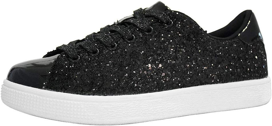 Glitter Shoes Sparkly Bling Shiny Lace Up Fashion Sneakers