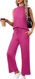 Women's Summer 2-Piece Lounge Set with Mock Neck Tank - Lightweight