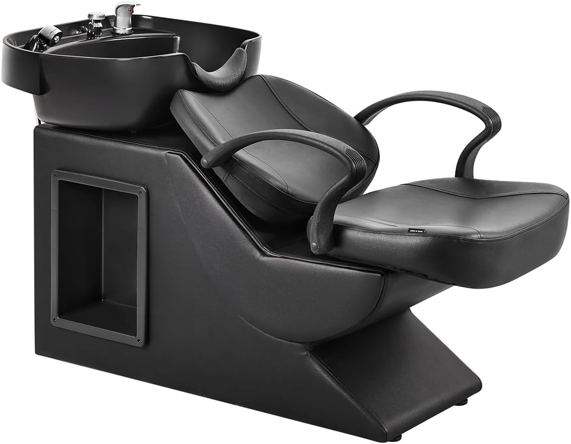 Shampoo Bowl and Chair Set for Salon with Storage Compartment