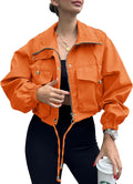 Tankaneo Womens Cropped Jacket Zip Up Lightweight Oversized Anorak can