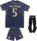 Kids Madrid Bellingham #5 2023/2024 Away Jersey Set Youth Sizes