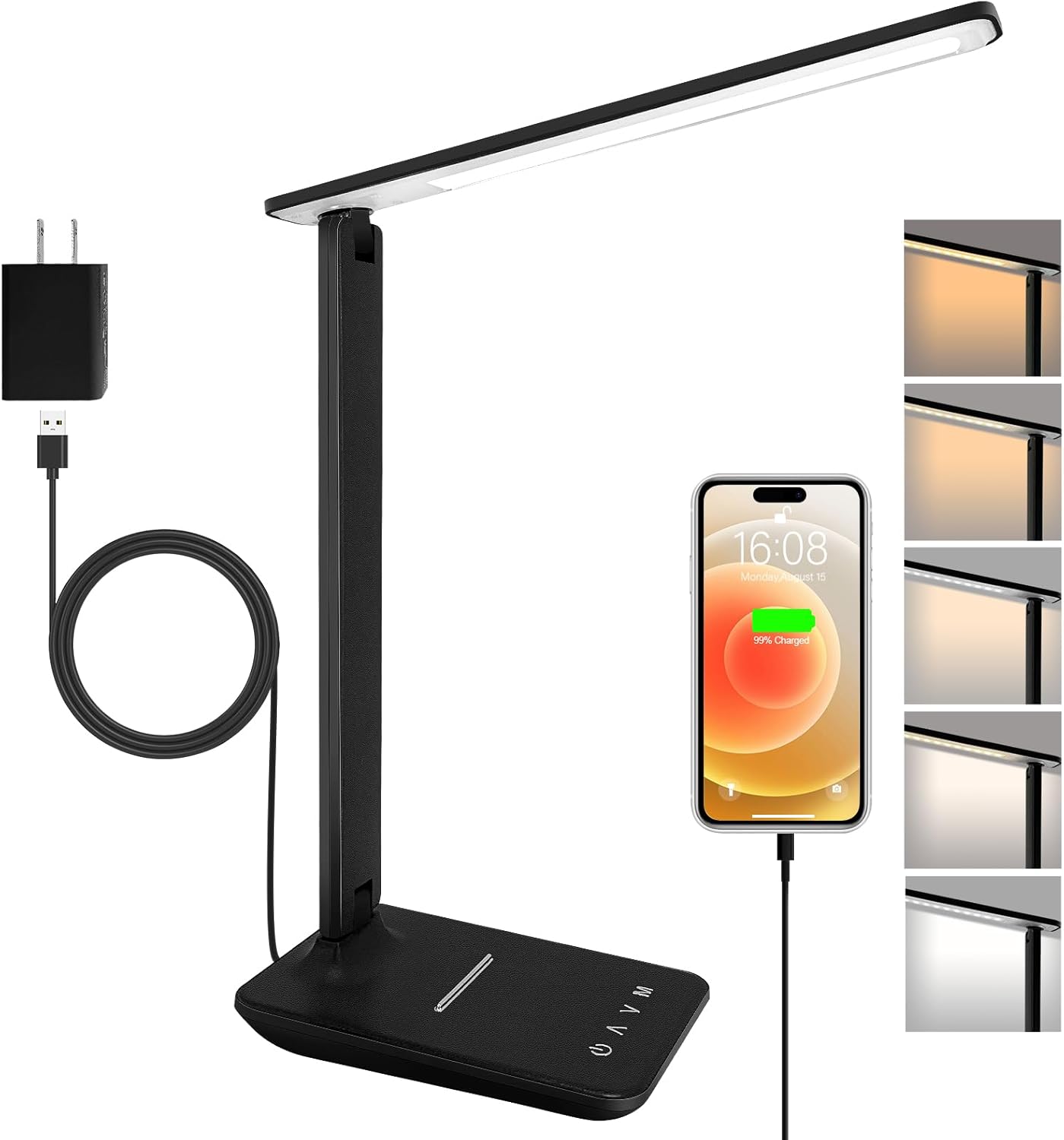 Dimmable LED Desk Lamp with USB Charging Port for Home Office