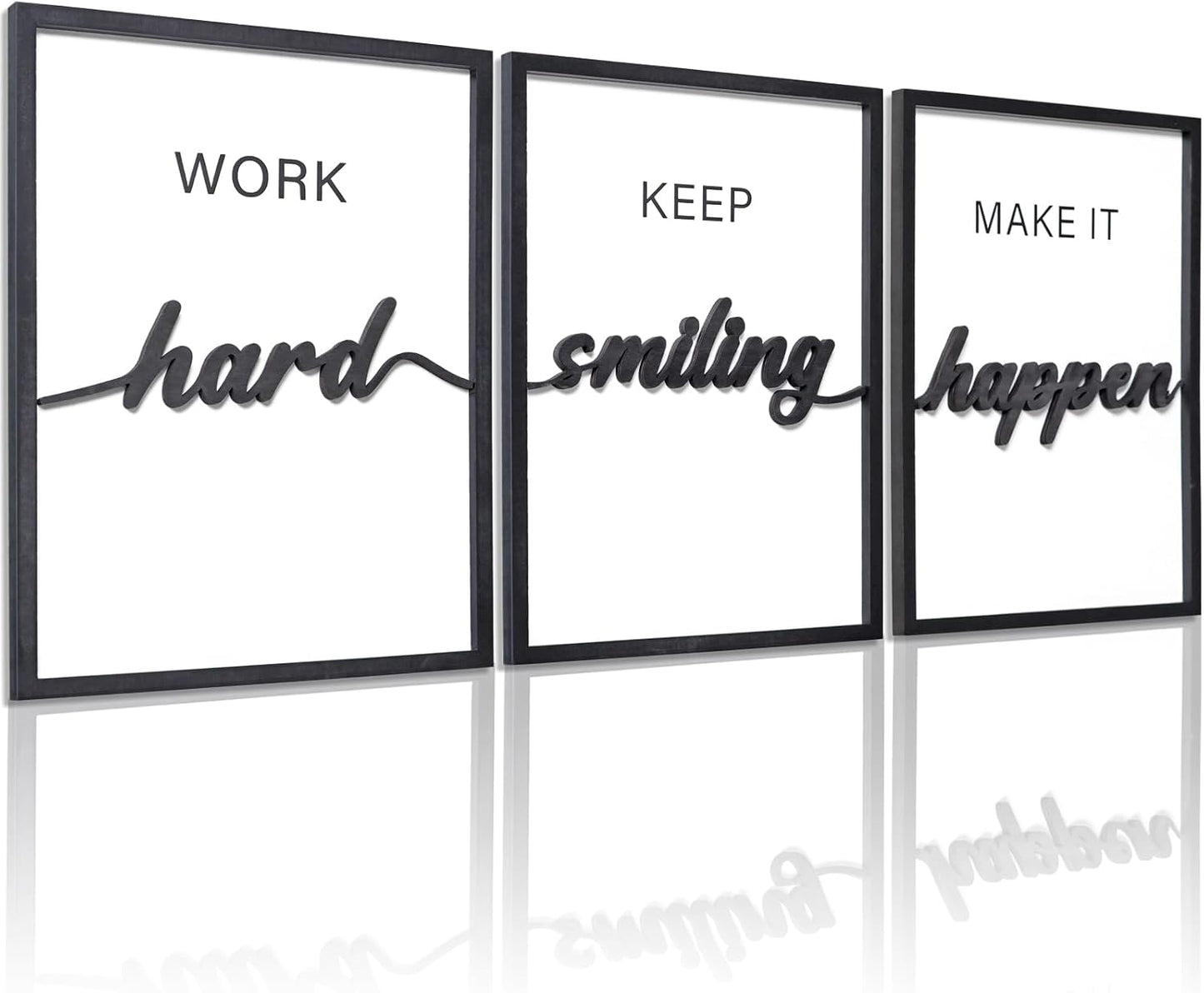 Motivational 3D Wood Wall Art Trio, Inspire Any Space!
