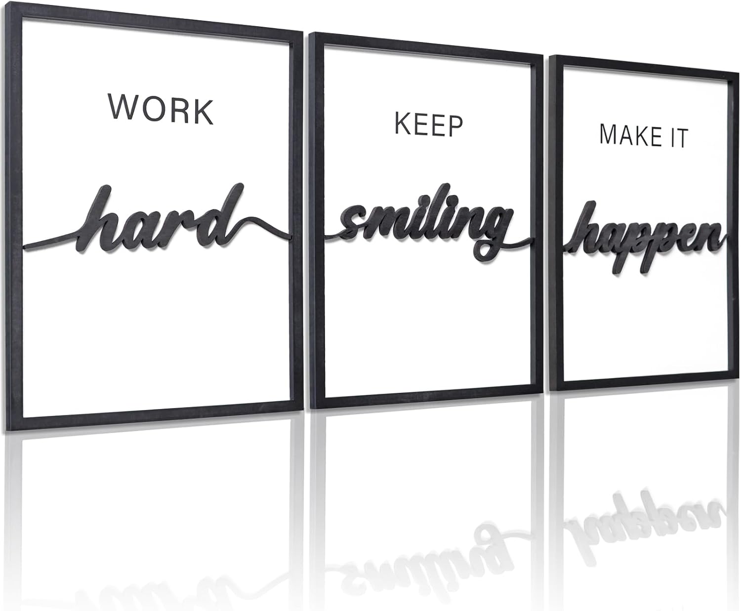 Motivational 3D Wood Wall Art Trio, Inspire Any Space!