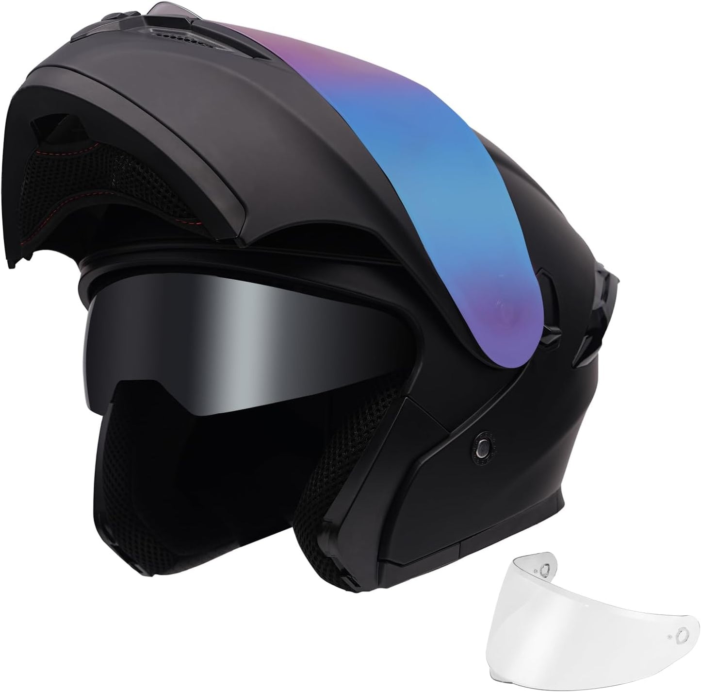 JQF Gear Modular Dual Visor Motorcycle Helmet - Matte Black L