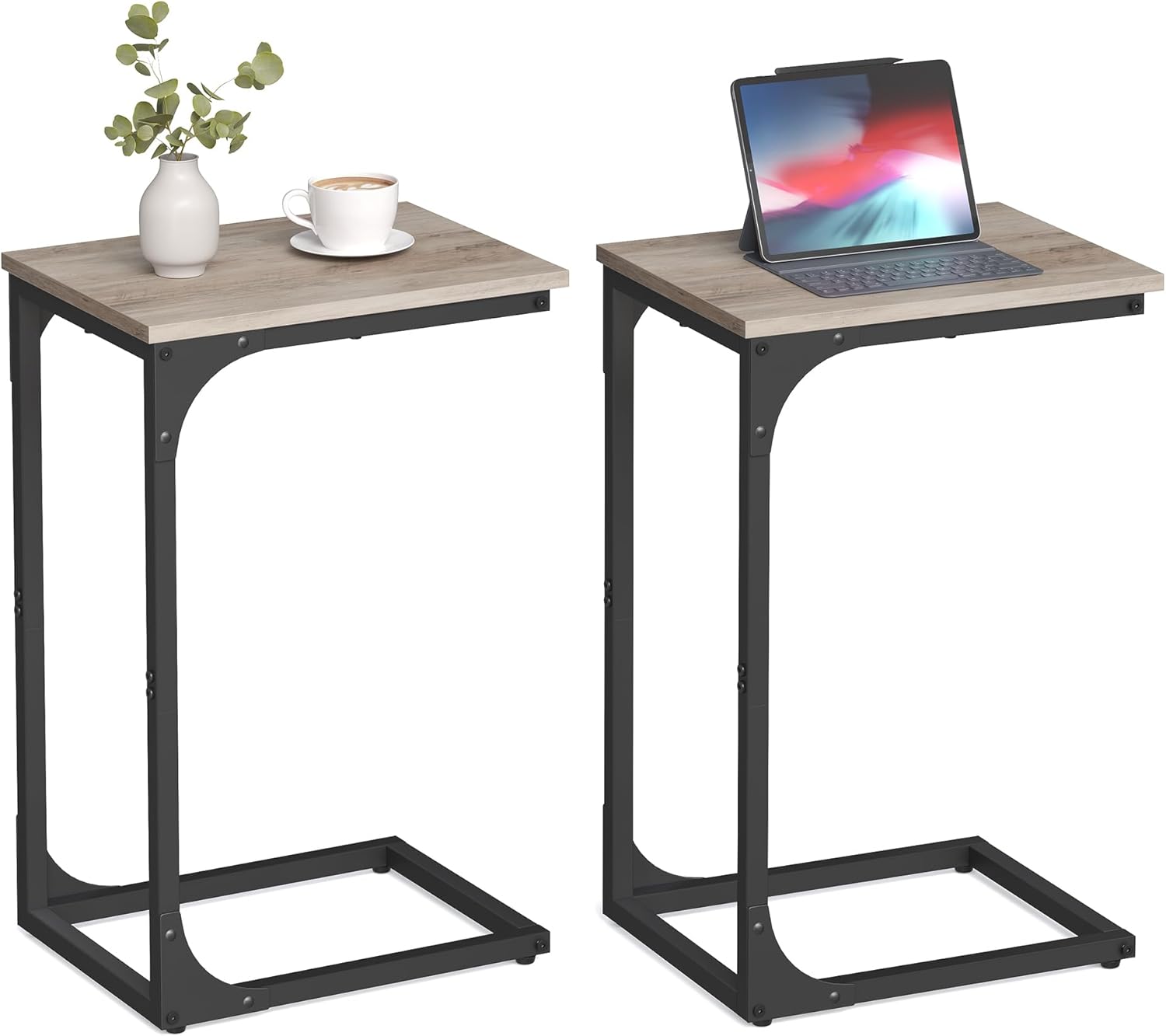 VASAGLE C-Shaped End Table Set of 2 for Small Spaces