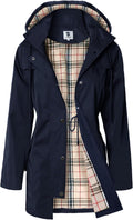 SaphiRose Women's Long Hooded Rain Jacket Polyester Water-Resistant