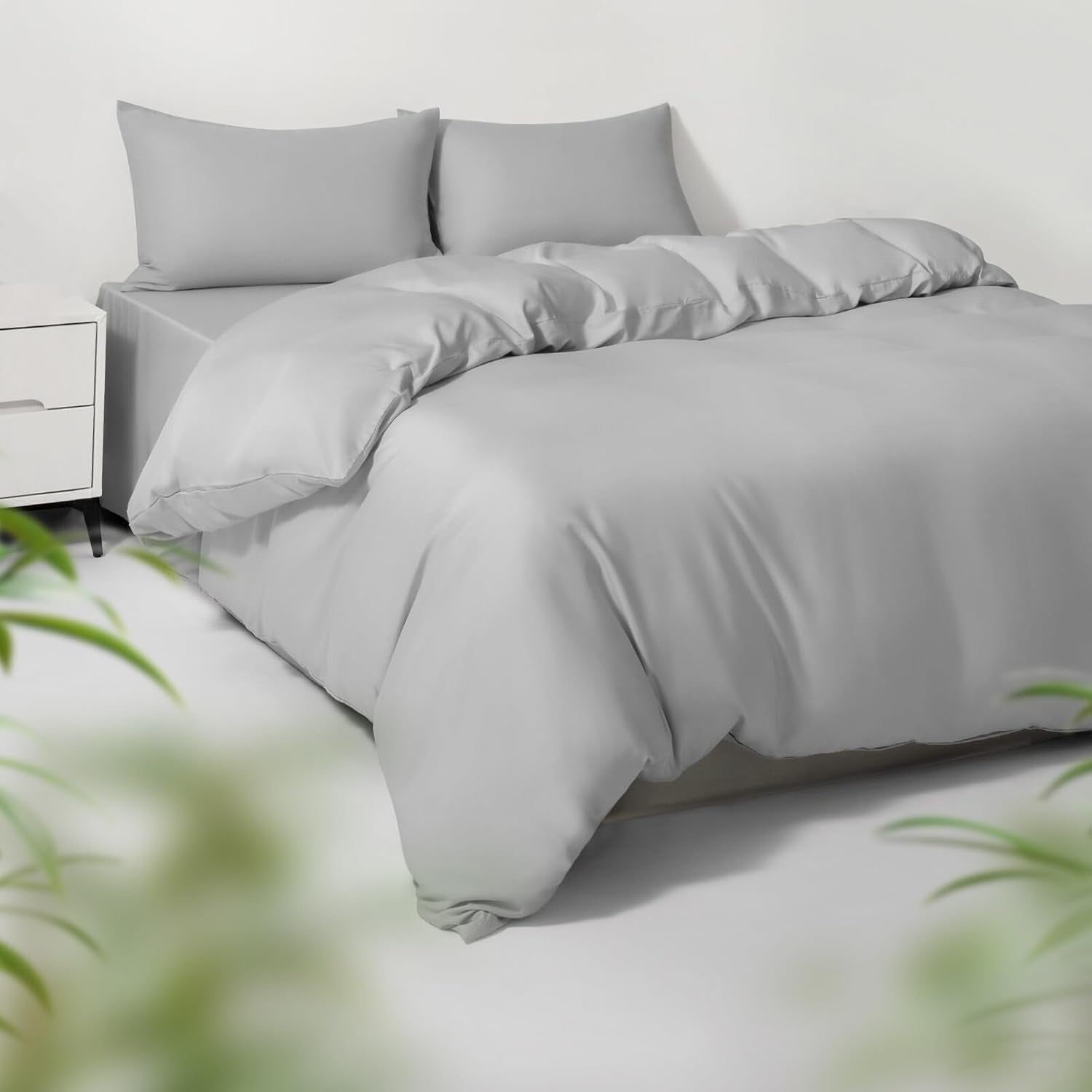 Full/Queen Duvet Cover Set with Silky Soft Bamboo Viscose