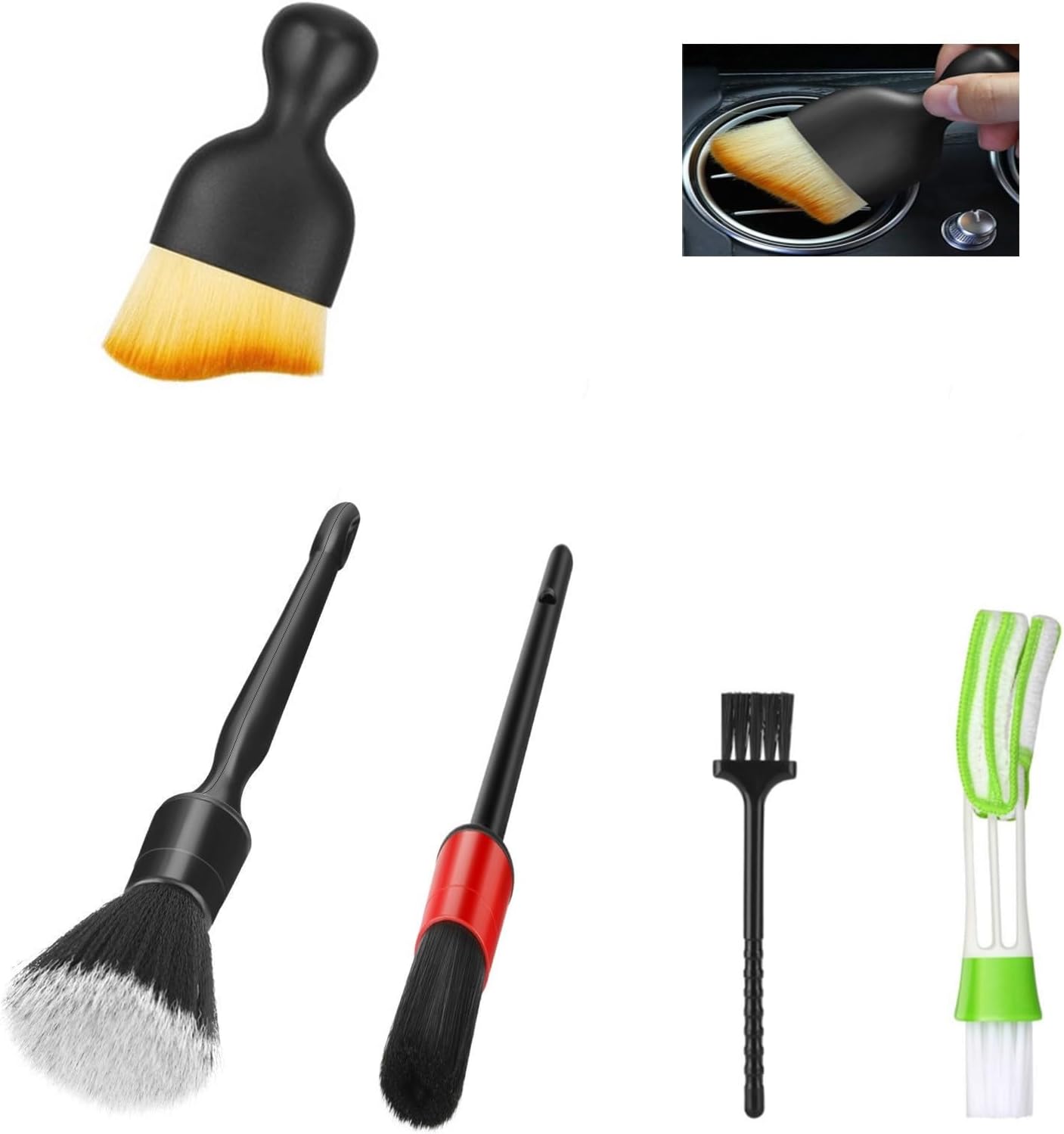 Soft Hair Car Detailing Brushes - Interior Cleaning Kit by Fitosy