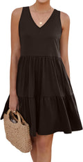 Womens Summer Dresses V Neck Tank Tiered Flowy Mini A Line Casual