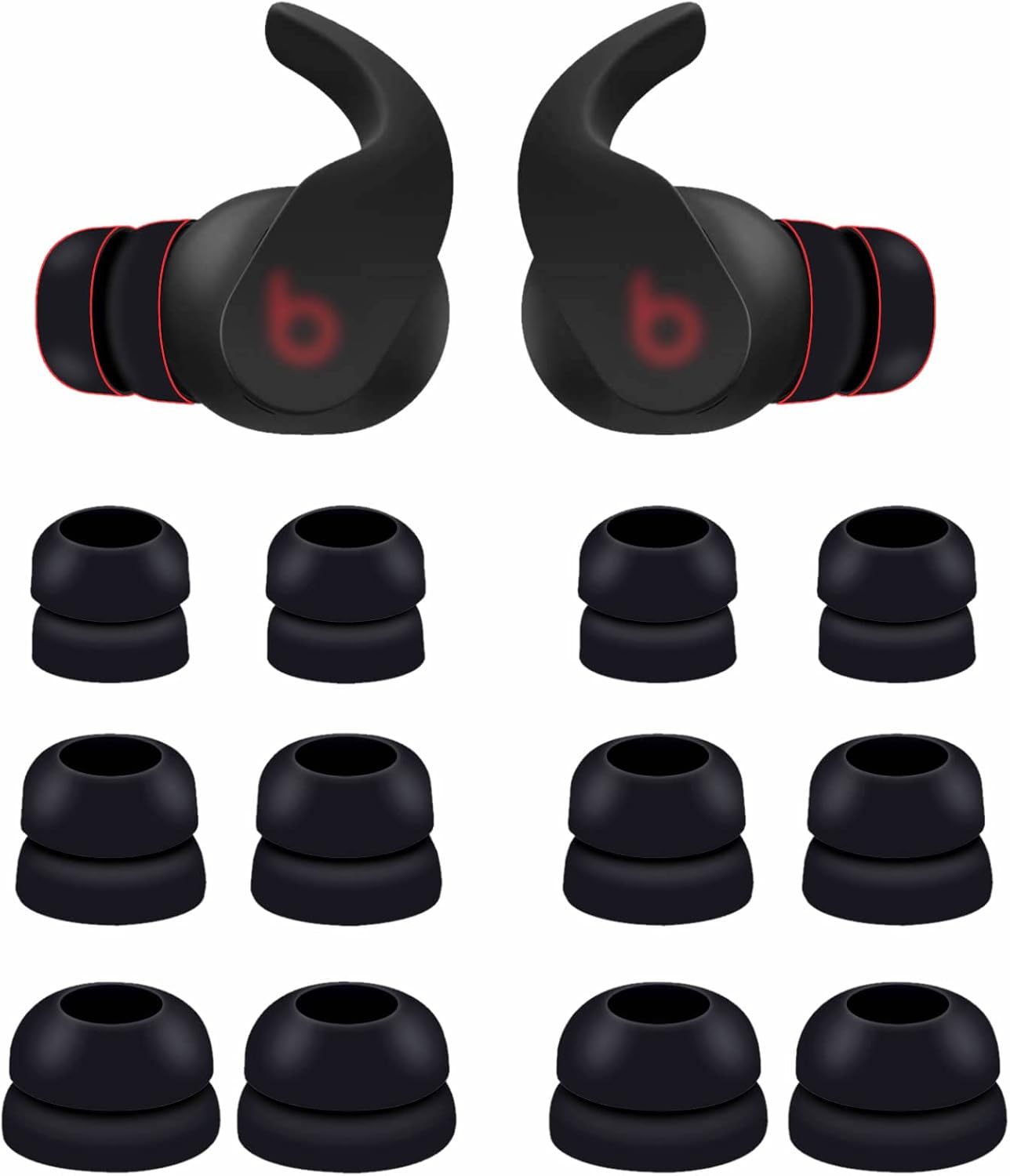 6 Pairs Double Flange Noise Reduce Ear Tips - Black