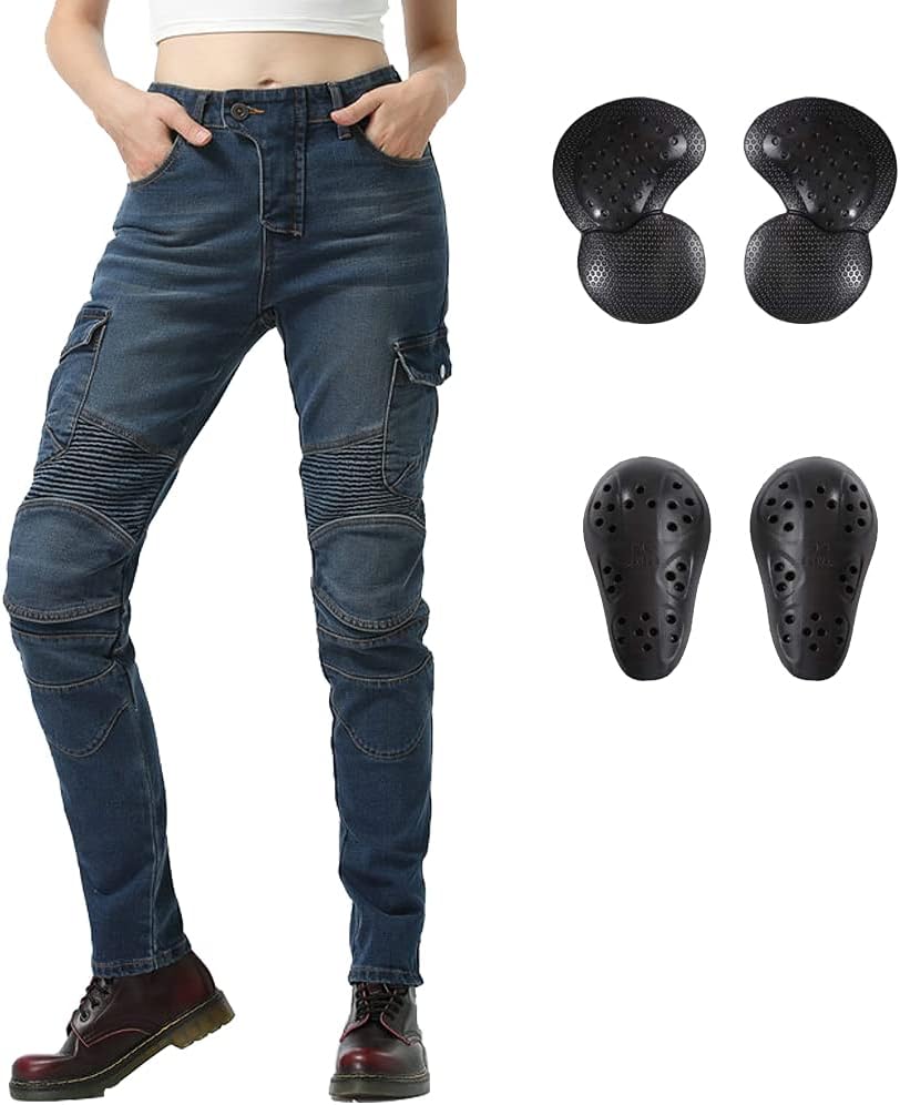 LOMENG Motorcycle Riding Pants with CE Knee Hip Protectors