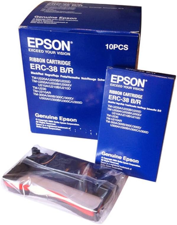 Epson ERC38BR Cash Register Ribbon Black/Red - 10 Ribbons Pack