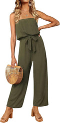 Off Shoulder Strapless Belted Wide Leg Jumpsuit Romper - Chic Everyday