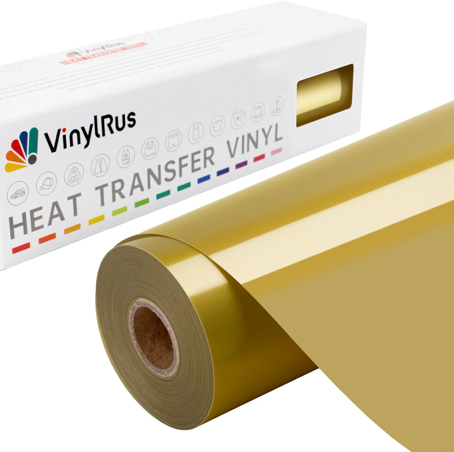 VinylRus Heat Transfer Vinyl Roll - 12 x 50ft Gold for Shirts