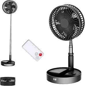 UN UNITEDTIME Foldaway Desk and Table Fan with Remote Control