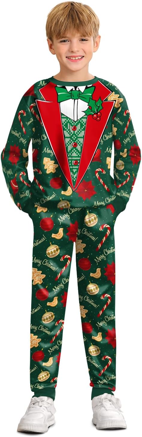 BesserBay Boys Funny Ugly Christmas 2 Piece Set for Kids