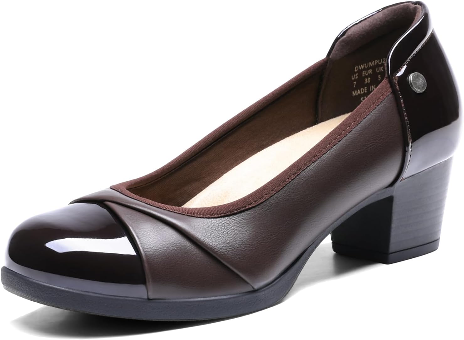 DREAM PAIRS Women's Low Chunky Block Closed Toe Pumps for Work