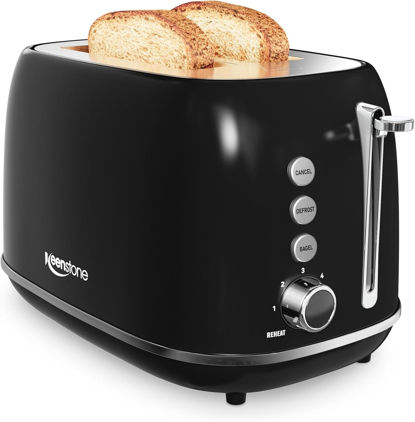 Retro Stainless Steel 2 Slice Toaster with 6 Shade Settings