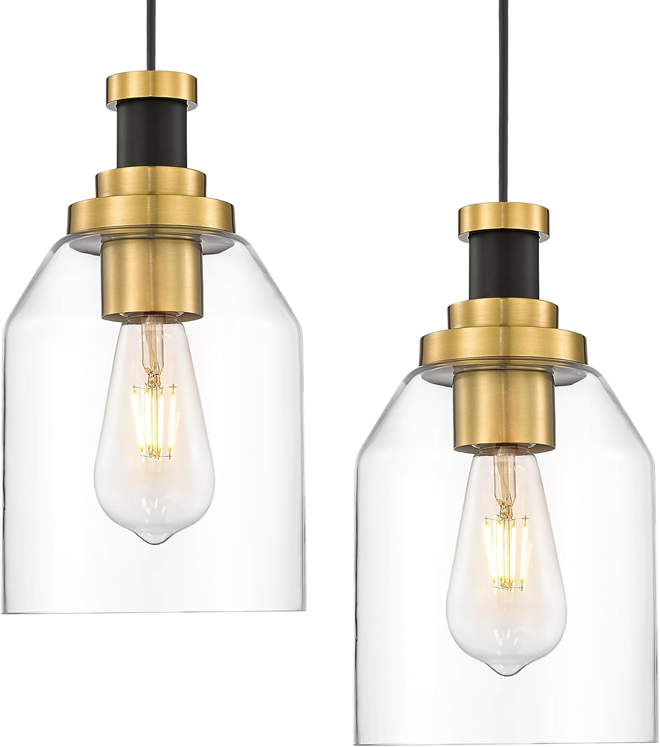 Modern Glass Pendant Lights for Kitchen Island - 2 Pack