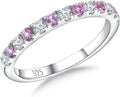 Birthstone Rings Eternity Band Pink Sapphire Half Eternity Ring