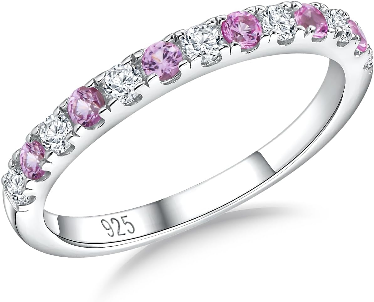 Birthstone Rings Eternity Band in 925 Sterling Silver for Women