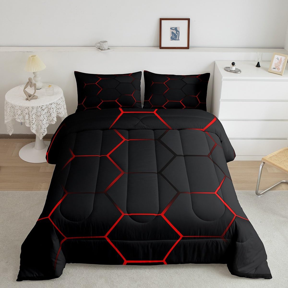 Honeycomb Bedding Set for Kids with Modern Geometric Design