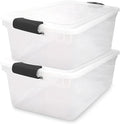 Clear Stackable Storage Totes 64 Quart 2-Pack - Secure Latch