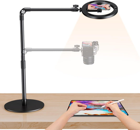 elitehood Overhead Phone Mount with Light for Video Recording