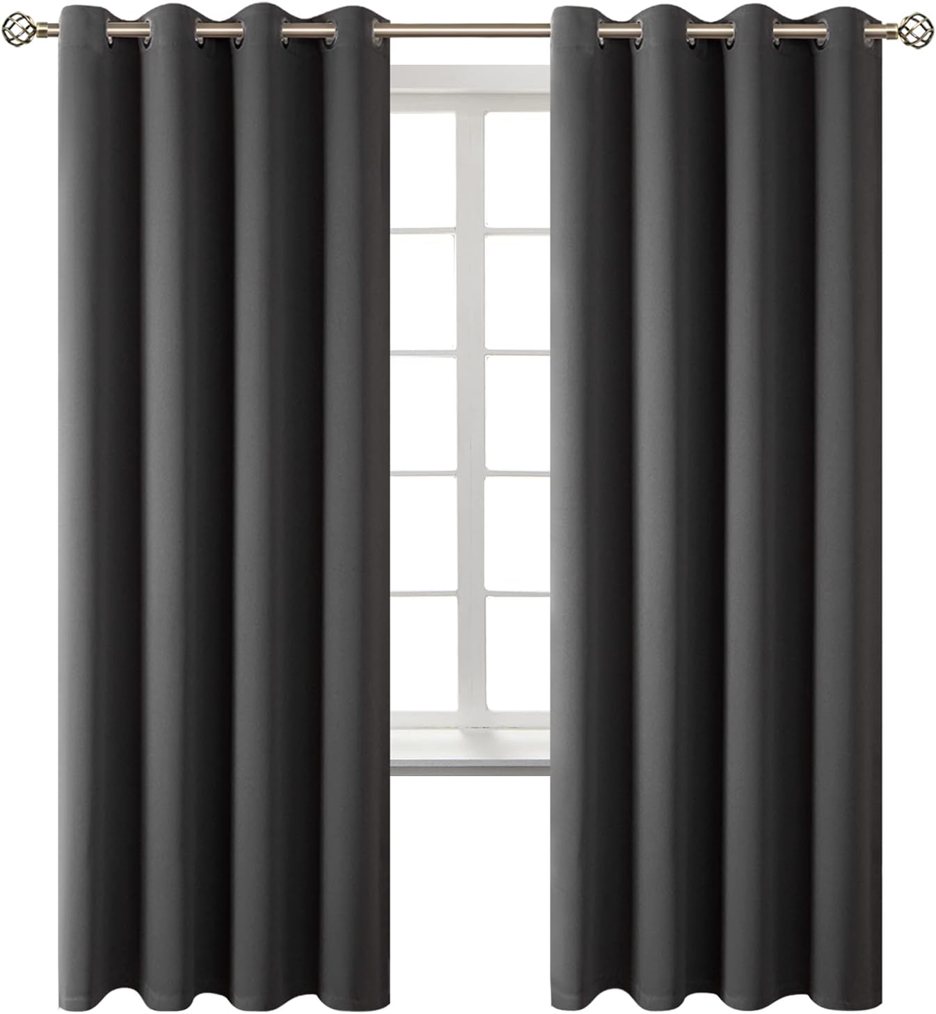 Blackout Curtains for Bedroom - Thermal Insulated Dark Grey Panels