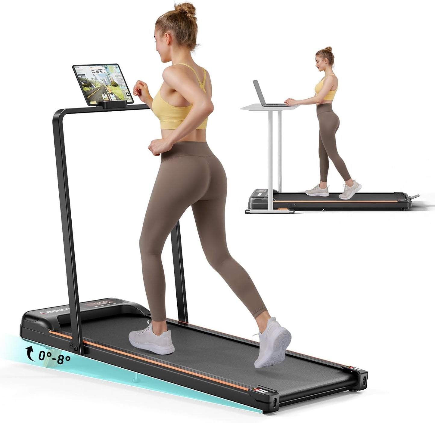 2.5 HP Walking Pad with Handle Bar for Home Office Fitness