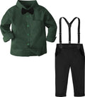 Toddler Boys Suit with Suspender and Detachable Bow Tie - Formal Set