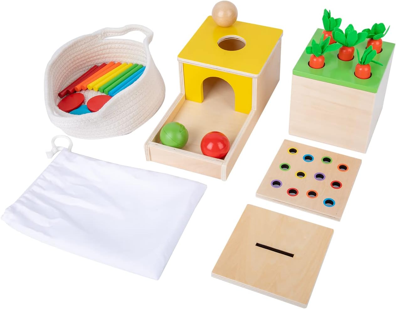 Adena Montessori 4-in-1 Wooden Play Kit - Developmental Toys for Babies - Yunhe Xinqiao Toys