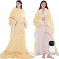 Heated Wearable Electric Blanket - Flannel & Sherpa Throw with Sleeves