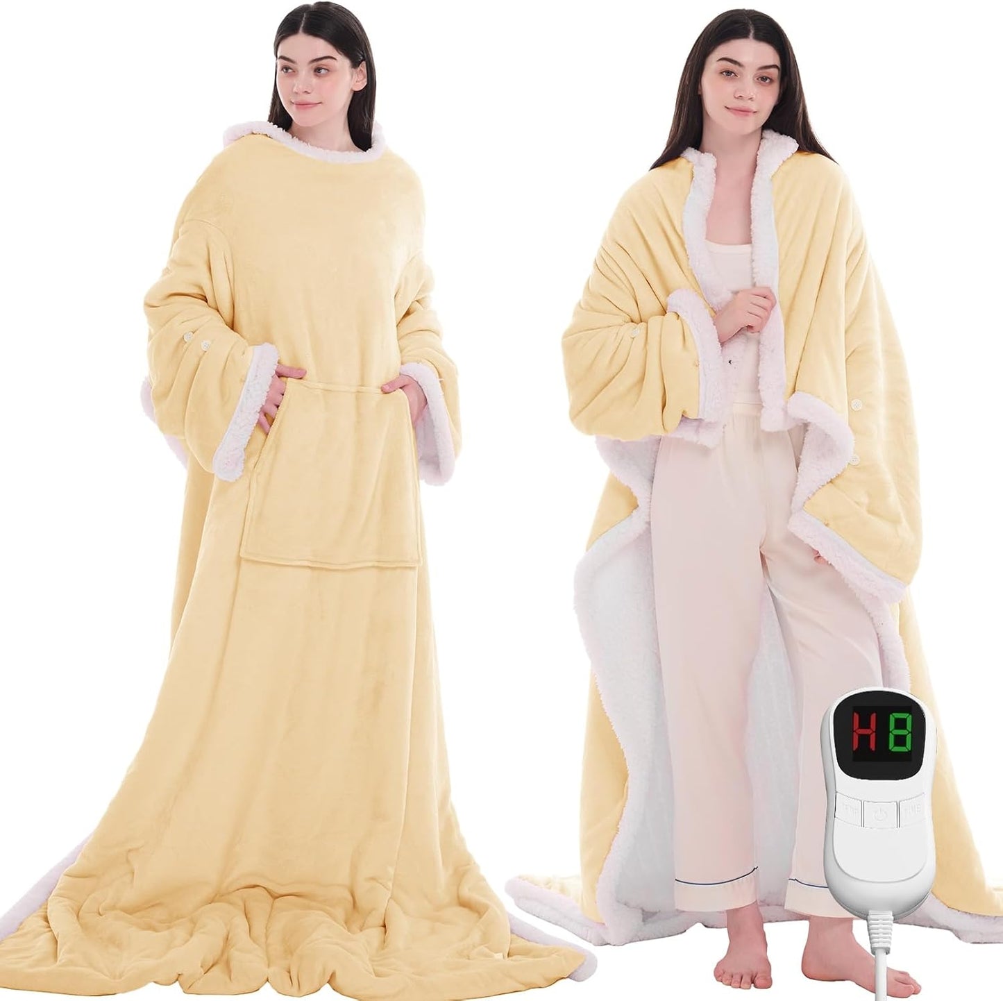 Heated Wearable Electric Blanket - Flannel & Sherpa Comfort