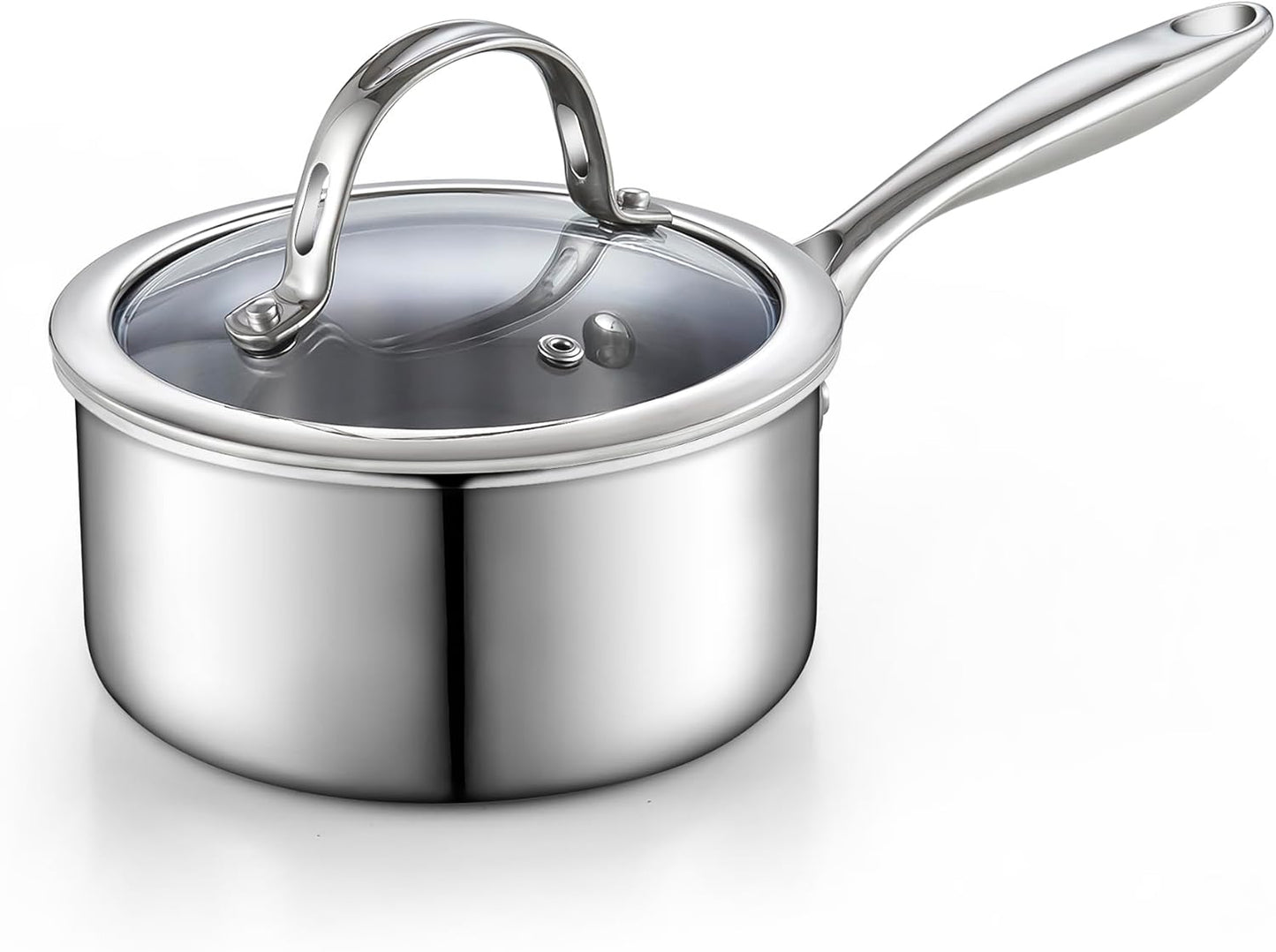 Cooks Standard Stainless Steel Saucepan with Lid for Cooking