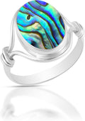 Sterling Silver Ring for Women with Natural Abalone Shell - February