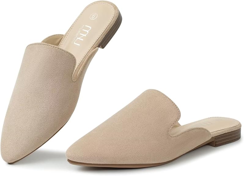 MUSSHOE Mules for Women - Comfortable Pointed Toe Flats