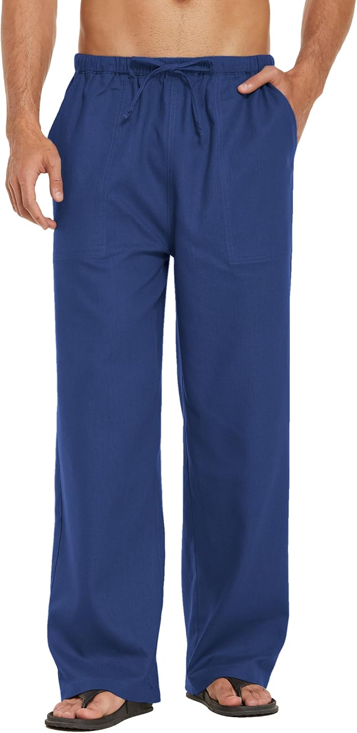 COOFANDY Mens Casual Linen Pants for Summer Beach Yoga Fun
