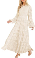 Women's Elegant Floral Smocked A-Line Tiered Maxi Dress - Flowy Fit