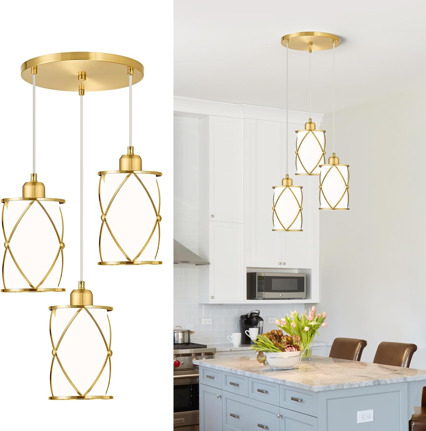 Brushed Gold Pendant Light Fixtures for Modern Dining Rooms