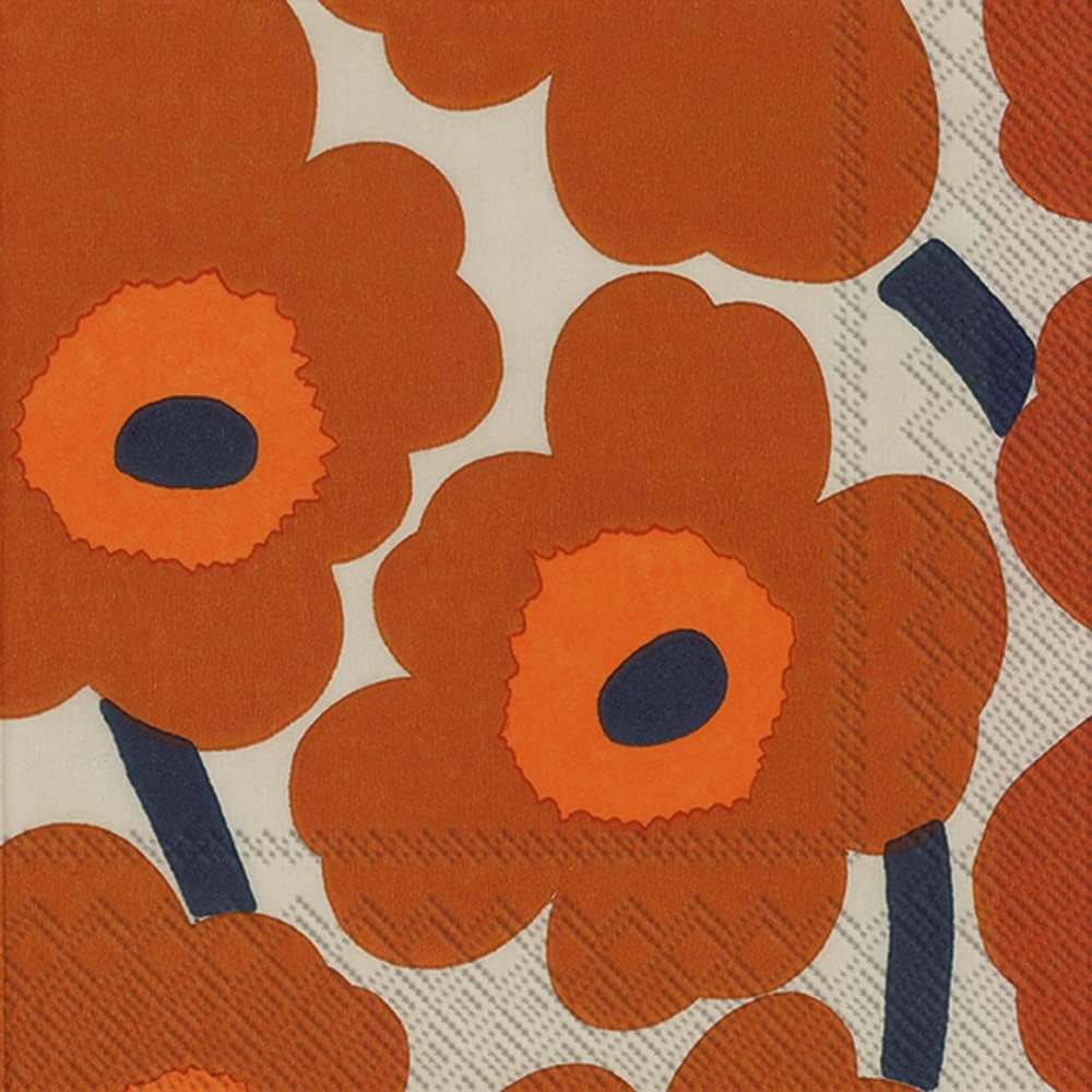 IHR Marimekko Terracotta Cocktail Napkins, 3-Ply, 20-Count