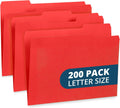 Red File Folders Letter Size 1/3 Cut Tabs - Bulk 200 Pack