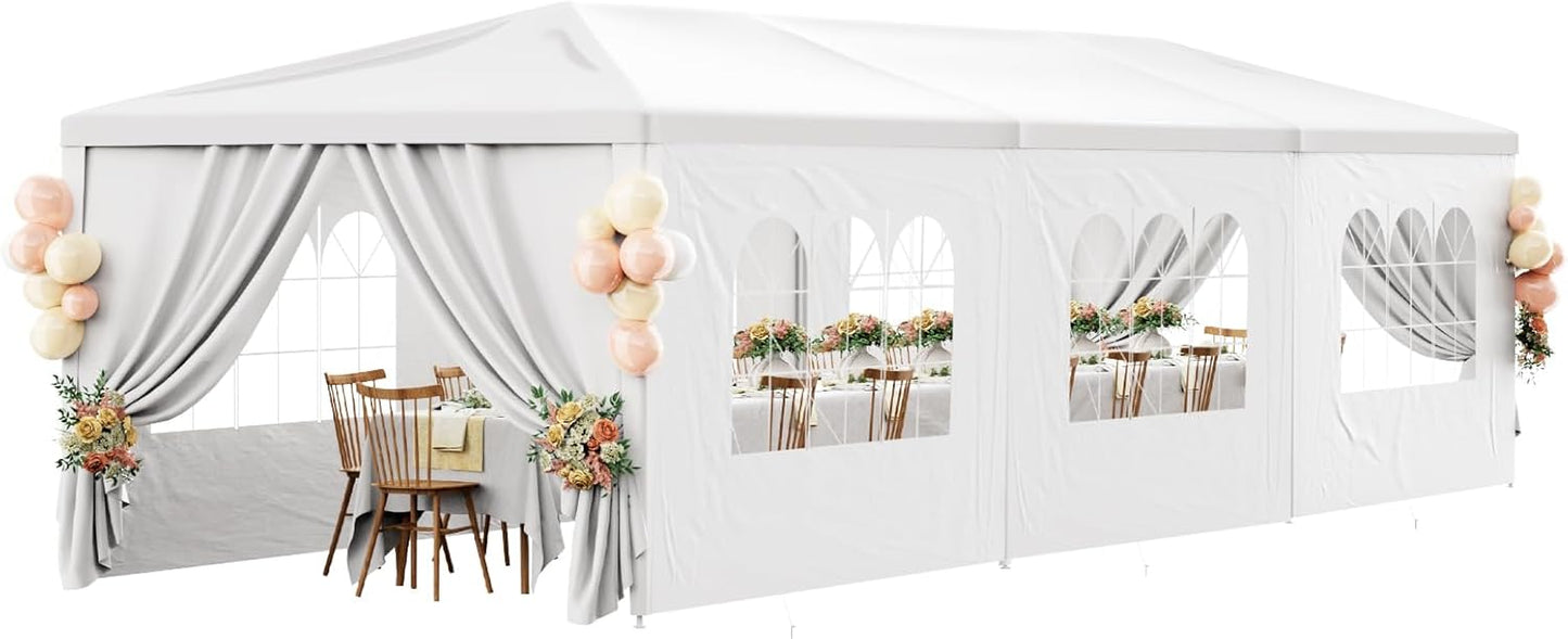 10x30FT White Party Tent - Waterproof & Heavy Duty - Perfect for Outdoor Events!