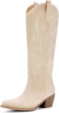 Pasuot Western Cowboy Boots for Women - Knee High Wide Calf Classic 93